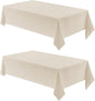 2 Pack Rectangle Tablecloth, 60x104 inch, Water Resistant Wrinkle Free Linen Textured Table Cloth Washable, Decorative Fabric Table Cover for Dining, Party and Camping, Beige