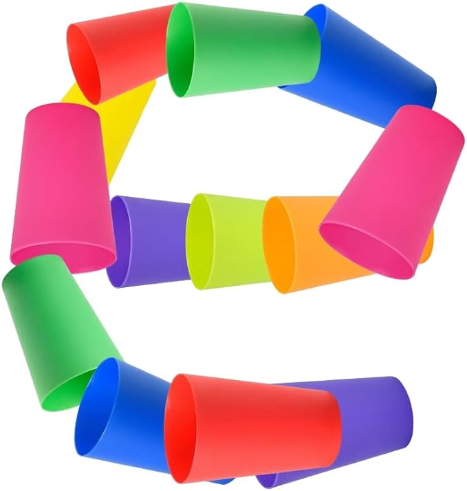 Set of 8, Mini Plastic Cups, Reusable Open Cups in 8 Colors, Stackable Water - Image 6