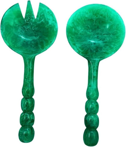 SS Craft Premium Green Resin Salad Serving Spoon Set 2 Pcs Handcrafted Serving by SSCraftsIndia