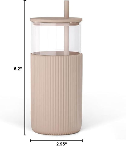 SANDJEST Glass Tumbler with Straw and Lid, Glass Water Bottle with Silicone - Image 8