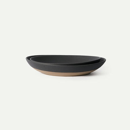 MORA Jumbo and Large Serving Dishes Set of 2, 13 inch and 12 inch Ceramic Pottery Oval Platters - Microwave, Oven and Dishwasher Safe - Liquorice