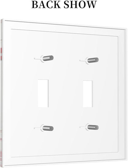 Decorative Light Switch Cover Baseball Sports Ball Game 2 Gang Wall Plate Double Toggle Switch Plate Receptacle Electrical Outlet Cover Switchplate for Bathroom Bedroom Decor（2 Pack）