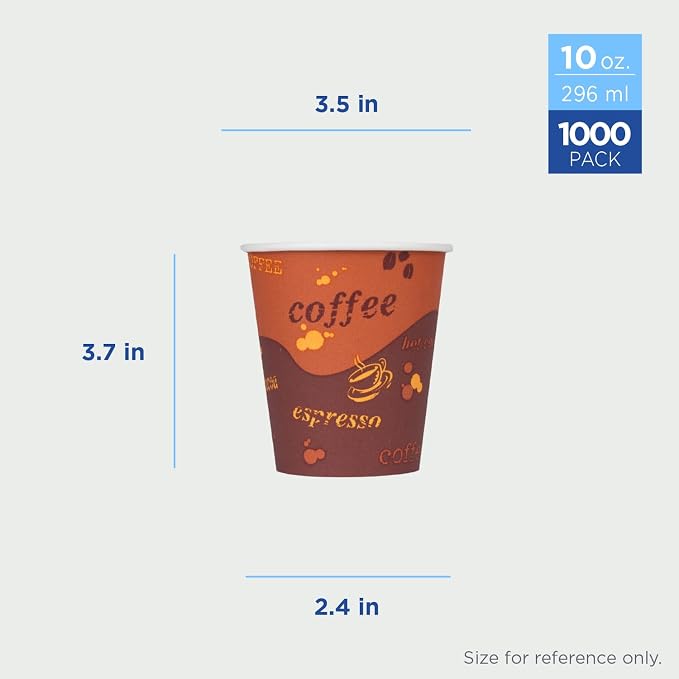 Karat 10 oz Paper Hot Coffee Cups Disposable, Leak-Resistant Double Poly-Lined - Image 3