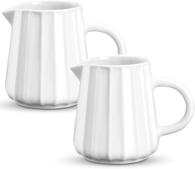Gurygo Wave Shaped 2 Pack 5 Oz Classic White Creamer by FocusonHomeKitchen