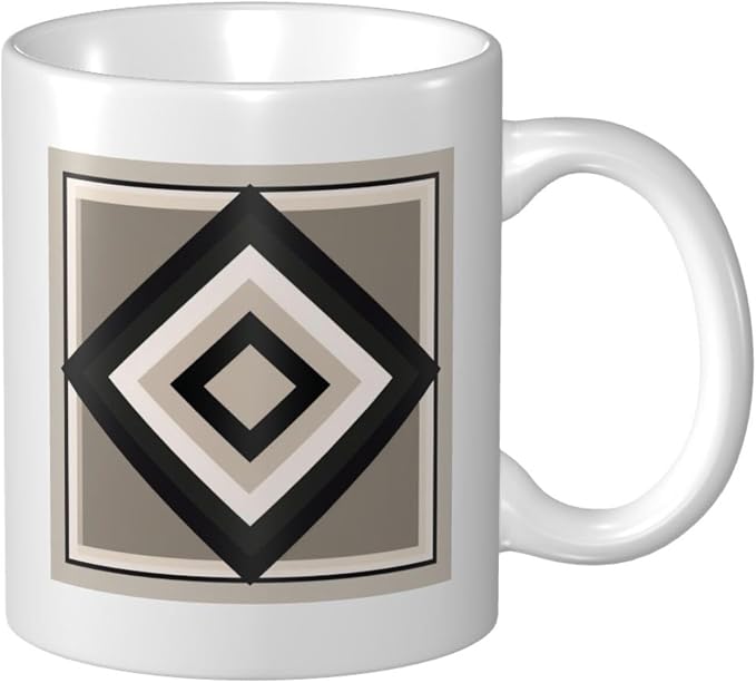 Geometric Blocks And Lines Minimal Neutral Ceramic Cup, Elegant Coffee Mug Tee by Unknown