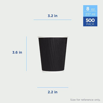 Karat 8 oz Ripple Insulated Coffee Cup Black Disposable Paper Hot Cup, Sturdy - Image 3