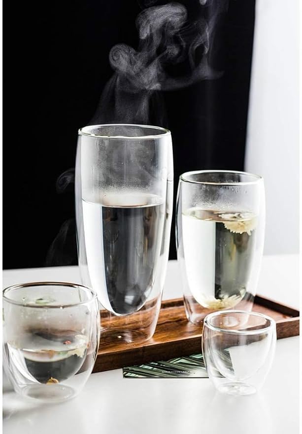 Asng Glass Coffee Mugs, Double Wall Insulated Thermal Cups Drinking Glasses - Image 7