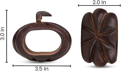 Lightnpro 6 Pack Wooden Pumpkin Design Napkin Rings for Fall and Halloween Table Decor, Rustic Pumpkin-Shaped, Perfect for Thanksgiving and Autumn Celebrations - Natural Burnt