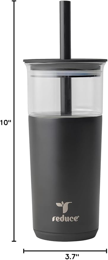 REDUCE Aspen - 20oz Vacuum Insulated Glass Tumbler - Extra Wide Straw & Lid | - Image 8