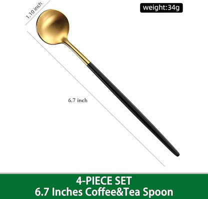 DEHOV 4 PCs 6.7 Inches Brush Gold Stainless Steel 304 Iced Tea Spoons - Image 2