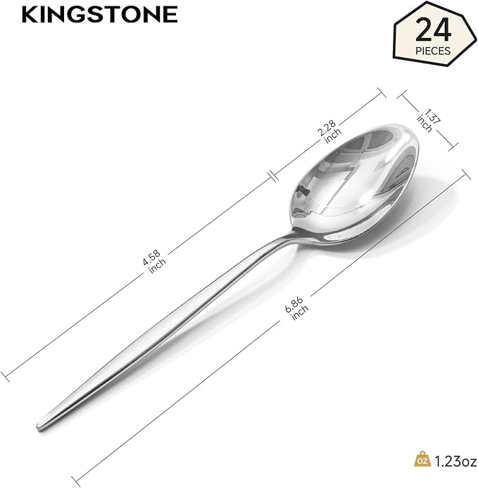 24-Piece Teaspoon Set, 18/10 Stainless Steel Dessert Spoons | Mirror Polished - Image 2