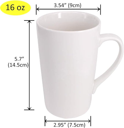 2 Pack 16 OZ Coffee Cup Simple Pure White Ceramic Cup Plain Large Tall White - Image 2