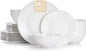 24Pc Textured White Bone China Set Service by KINGSTONE