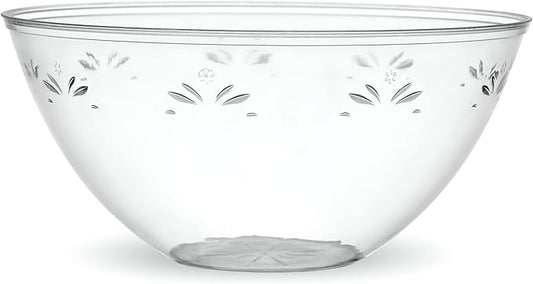 PLASTICPRO Disposable Round Serving Bowls, Party Snack or Salad Bowl, Medium Plastic Crystal Clear Pack of 8