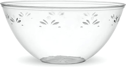 PLASTICPRO Disposable Round Serving Bowls, Party Snack or Salad Bowl, Medium, Plastic Crystal Clear Pack of 4
