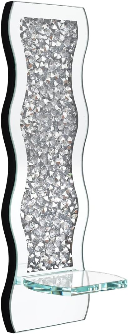 Pibeyer Mirrored Candle Sconces with Acrylic Diamond, Crushed Diamond Wall Candle Holders, Home Décor