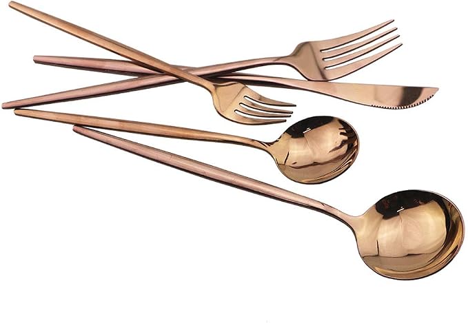 Rose Gold Silverware Set, JASHII 20-Piece Stainless Steel Flatware Cutlery Set - Image 8