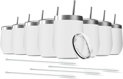 8 Pack 12 oz Stainless Steel Wine Tumbler by Deitybless
