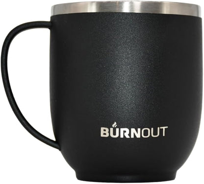 BurnOut Temperature Regulating Home & Office Mug, 12 oz Black - Drink NOW & Heat-Zorb Tech
