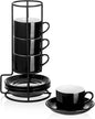 Espresso Cups, 2.5 OZ Stackable Espresso Cups Set of 4 | Porcelain Stackable by MEICHU