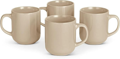 Amazon Basics Stoneware Coffee Mugs, 16 oz, 4-Piece Set, Gloss-Glazed, by AmazonBasics