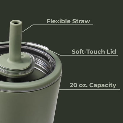 HydroJug Everyday Tumbler 20 oz – Ceramic-Lined Insulated Tumbler with Straw and Soft-Touch Lid, Cup Holder Friendly, Double-Wall Vacuum Insulation, Reusable Travel Cup – Courtyard