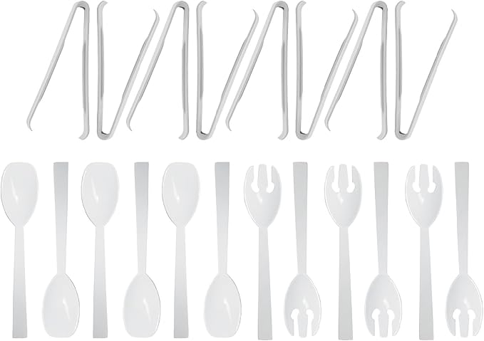 Party Essentials Plastic Party Buffet Serving Utensils Kit, Spoons/Forks/Tongs by PartyEssentials