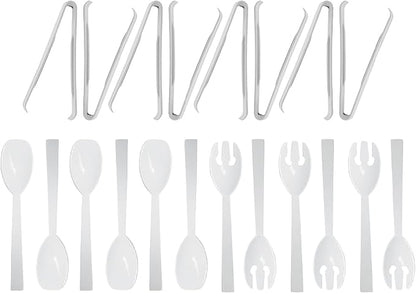 Party Essentials Plastic Party Buffet Serving Utensils Kit, Spoons/Forks/Tongs by PartyEssentials