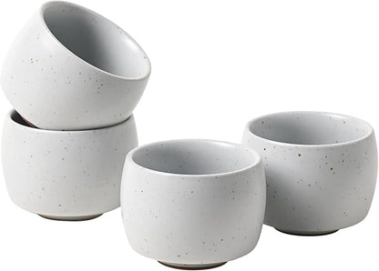 Rural Style Small Ceramic Espresso Cups Set of 4 Coffee Mugs 5oz White | Tea - Image 2
