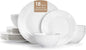 KINGSTONE Bone China Dinnerware Set, 18-Piece White Lightweight Porcelain with Textured Design Service for 6, Plates, Bowls, for Family Dining, Restaurants, Gifting，Microwave and Dishwasher Safe
