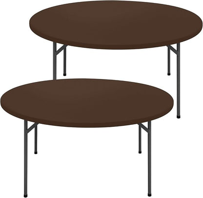 Round Spandex Tablecloth 2 Pack, Elastic Fitted Waterproof Tablecloths for 45"-56" Tables, Stretch Washable Picnic Table Cover for Camping, Dining, Indoor and Outdoor, Coffee