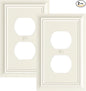 2-Pack Duplex Outlet Cover Plate, Decorative Light Almond Switch Plates and Outlet Covers, Natural Bamboo Fiber Wall Plates for Electrical Outlets, 1 Gang Receptacle Cover, Corrosion Resistant