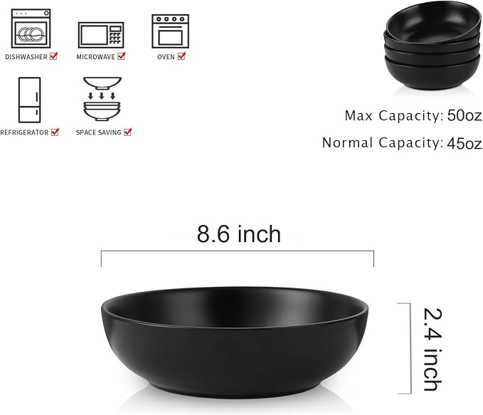 Selamica Ceramic Pasta Bowls 50 OZ, Large Salad Bowls - Image 3
