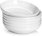 DOWAN 8.5" Pasta Bowls, 32oz Salad Bowls Set of 6, Natural White Ceramic Serving Bowls, Porcelain Plate Bowl Serving Dish Shallow Bowls Set for Kitchen, Microwave Dishwasher Safe