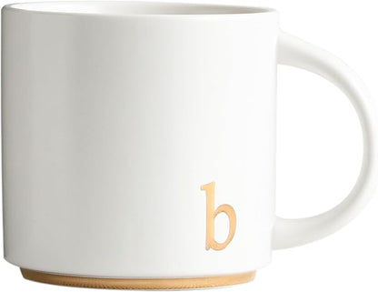 COLLECTIVE HOME Ceramic Coffee Mug, 15 oz Monogram Cup by COLLECTIVEHOME