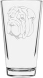 Shar Pei (Chinese) Dog Themed Etched All Purpose 16oz Pint Glass