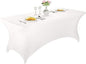 LZY Spandex Fitted Stretch Table Cover for 6 ft or 4ft or 8ft Folding Table, Rectangular Cocktail Tablecloth, Perfect for Party or Banquet (6FT White)