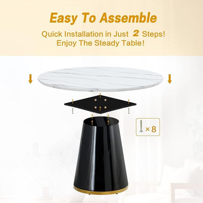 Round Dining Table Set for 4, Modern 45'' Small Dining Table for Kitchen, Space Saving, Easy Assembly