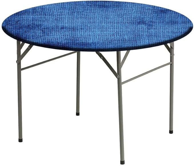 Polyester Tablecloth, Navy Blue Deco Waterproof Oil-Proof PVC Table Cloth, Faded Burlap Texture Old Fashioned Grunge, Fit Round Tables 56inch Diameter, for Dinner Kitchen Party Decoration