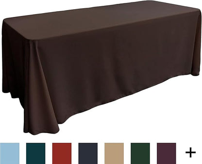 LA Linen Polyester Poplin Washable Rectangular Tablecloth, Stain and Wrinkle Resistant Table Cover 90x132, Fabric Table Cloth for Dinning, Kitchen, Party, Holiday 90 by 132-Inch, Brown