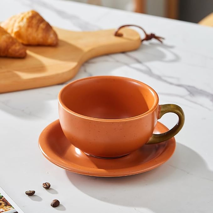 Coffeezone Vintage Design 12 oz Ceramic Latte Art Cappuccino Barista Cup - Image 5