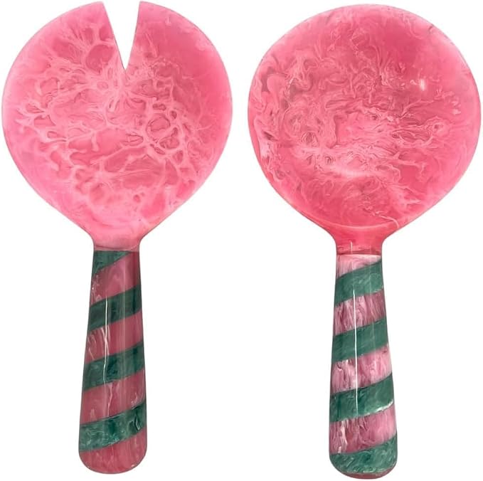SS Craft Marbled Resin Salad Server Set – Lightweight Serving Spoon & Fork by SSCraftsIndia