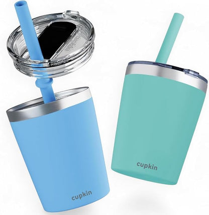 CUPKIN Toddler Cups with Straws, The Original 8 oz Stackable Stainless Steel by CUPKIN