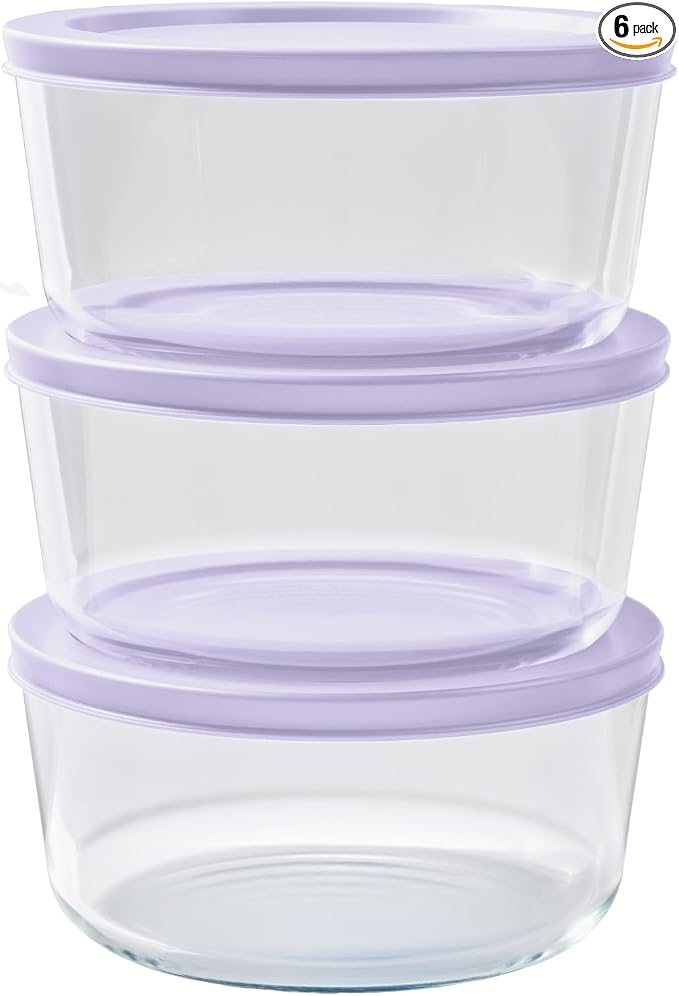 6-Piece Glass Food Storage Containers Set | 4-Cup, Leakproof | Microwave by DuraLiving