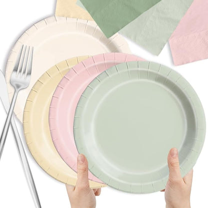 CMUSKO Pink and Green Birthday Decorations-60Pcs Dusty Pink Sage Green Plates & - Image 5