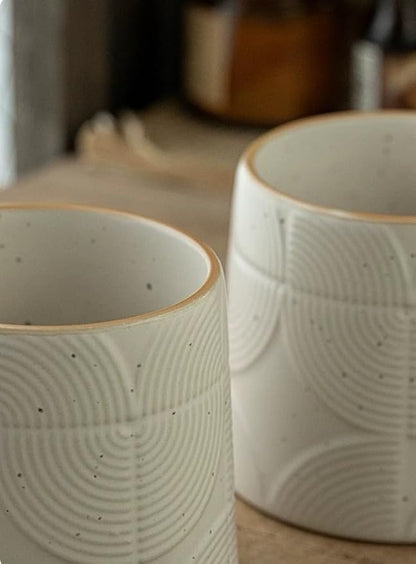 Minimalist Embossed Speckled Ceramic Coffee Mug, 14oz Large Capacity, - Image 9