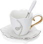 7 Oz Luxury Rhinestone Ceramic Coffee Cup and Saucer Set by Unknown