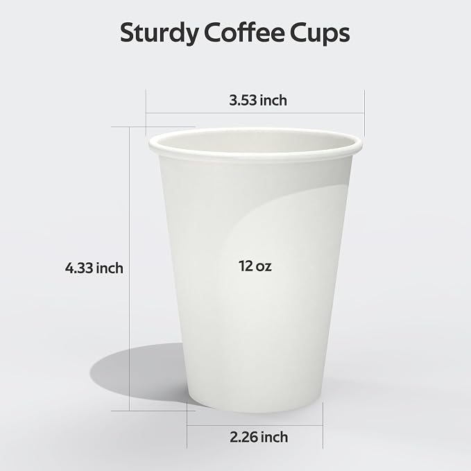 Dealusy 360 Count 12 oz Coffee Cups, Leak-Free Food Safe Paper Cups 12 oz - Image 2