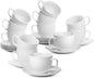 BTaT- Cappuccino Cups with Saucers 8 oz, Au Lait, Flat White, Dishwasher by BrewToATea