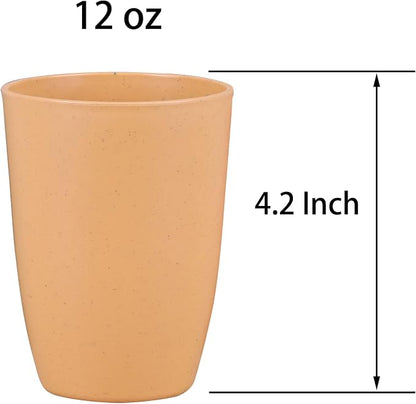 Wheat Straw Unbreakable Cup - 12 oz Reusable Drinking Glasses Sets - Image 2